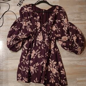 Floral Purple Blouse with Pink Accents